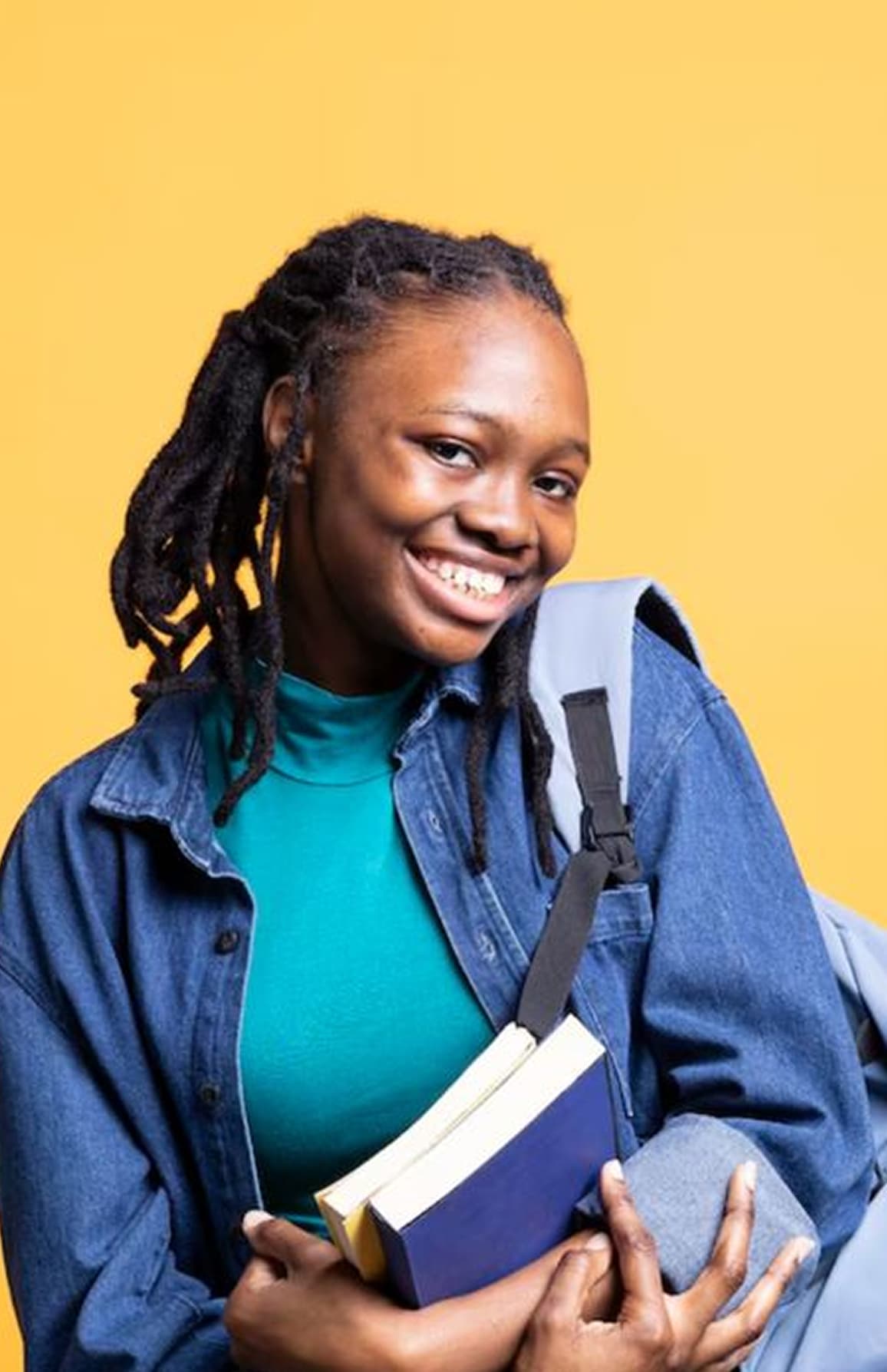 Smiling secondary school student